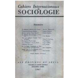 Cahiers internationaux de sociologie / volume II / deuxième année