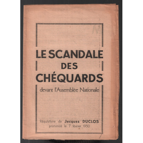 Le scandale des Chéquards devant l' Assemblée Nationale