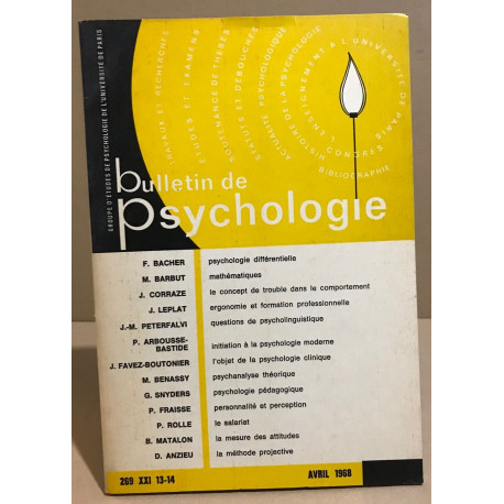 Bulletin de psychologie n° 269