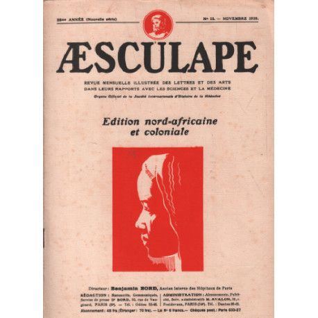 Aesculape / edition nord -africaine et coloniale / novembre 1938 /...