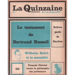 La quinzaine litteraire n° 90 / le testament de bertrand russell