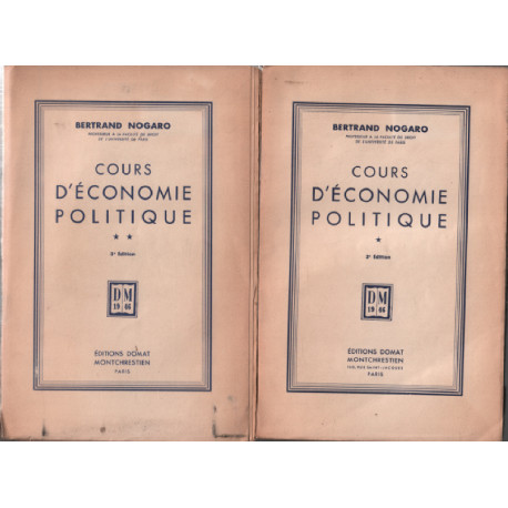 Cours d'economie politique (édition de 1951 en 2 tomes)