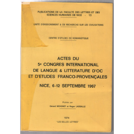 Actes du 5e congrès international de langue et littérature d'OC...