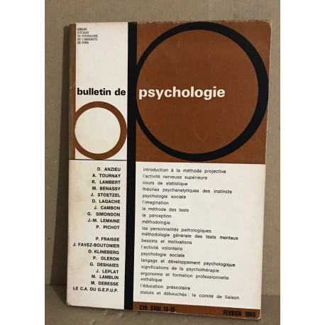Bulletin de psychologie n° 239 / revue bimestrielle / articles sur...