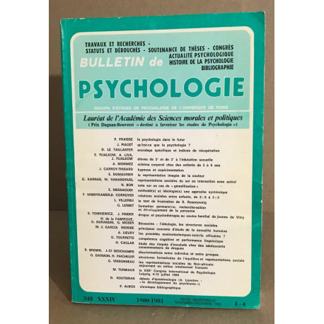 Bulletin de psychologie n°348 / revue bimestrielle / articles sur...