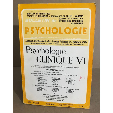 Bulletin de psychologie n° 360 / revue bimestrielle / articles sur...