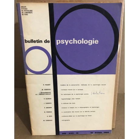 Bulletin de psychologie n° 229 / revue bimestrielle / articles sur...