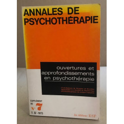 Annales de psychothérapie / supplement au n° 7 / ouvertures et...
