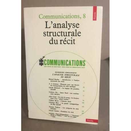 L'Analyse structurale du récit