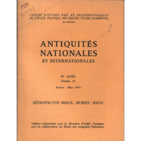 Antiquités nationales et internationales 1963 numéro 13 /...