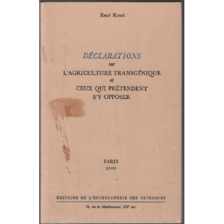 Déclarations sur agriculture transgénique