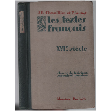 Les textes français XVIe siècle classes de troisième seconde et...