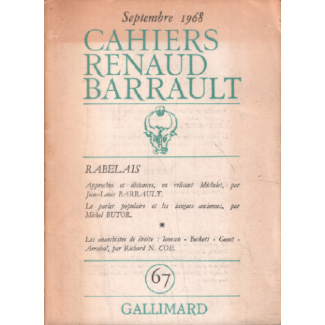 Cahiers renaud barrault n° 67 / septembre 1968