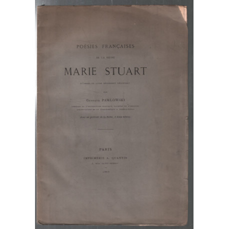 Poésies francaises de la reine Marie Stuart (portrait en frontispice)