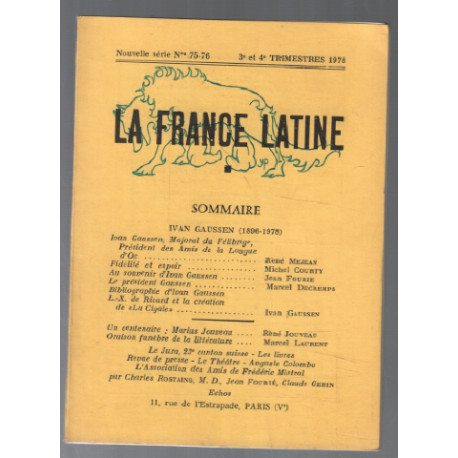 La france latine n° 75-76 : ivan gaussen 1896-1978