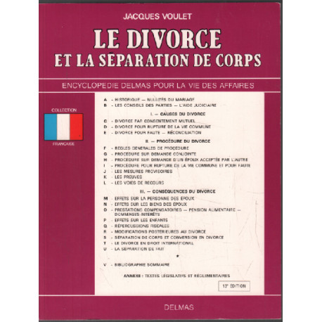 Le divorce et la séparation de corps