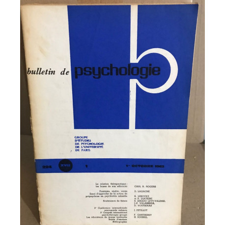 Bulletin de psychologie n°224 / revue bimestrielle / articles sur...