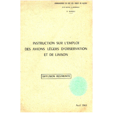 Instruction sur l'emploi des avions legers d'observation et de...
