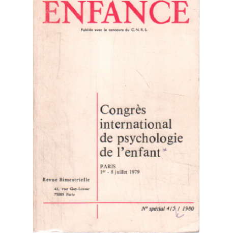 Congres international de psychologie de l'enfnat / paris juillet 1970