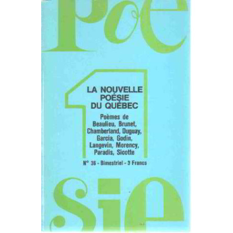 La nouvelle poesie du quebec