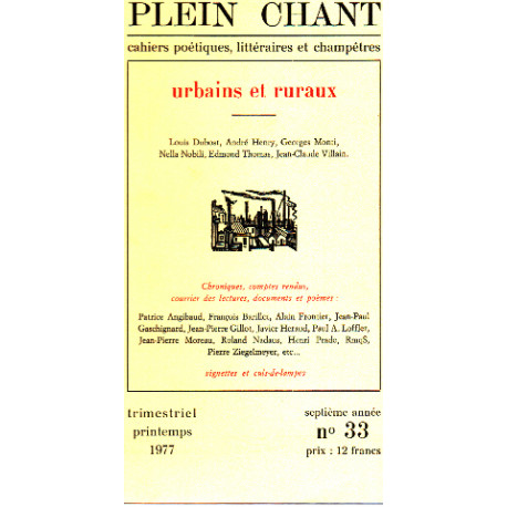 Plein chant nouvelle serie n° 33 / urbains et ruraux