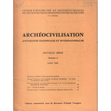 Antiquités nationales et internationales 1969 n° 6 : sommaire :...