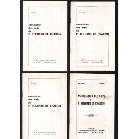 Bulletin de l'association des amis de Pierre Teilhard ( lot de 4...