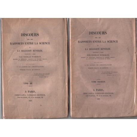 Discours sur les rapports entre la science et la religion révélée...