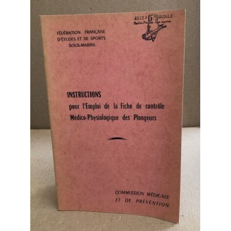 Instructions pour l'emploi de la fiche de controle...
