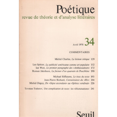 Poétique numéro 34