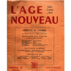 L'age nouveau n° 67 / presence de l'homme par rené Lalou et robert...