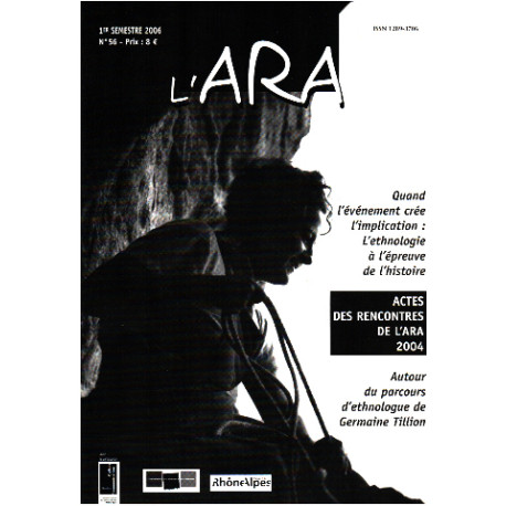 Revue l'ara n° 56 / autour du parcours d'ethnologue de germaine...