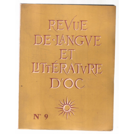 Revue de langue et littérature d'Oc n° 9