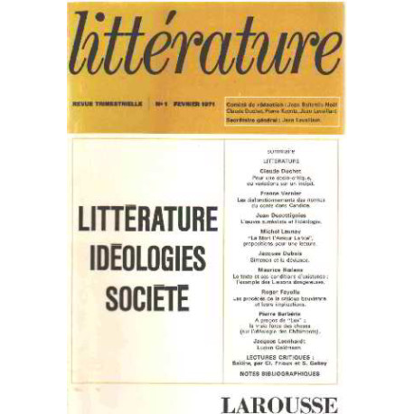 Litterature n° 1/ litterature ideologie societe