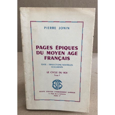 Pages épiques du moyen age français/ le cycle du roi / tome 1