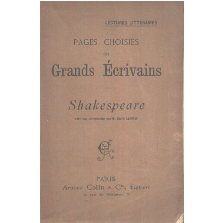 Pages choisies des grands écrivains / shakespeare