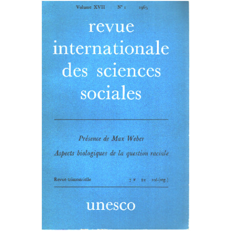 Revue internationales des sciences sociales / presence de max...