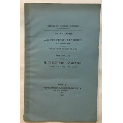 Discours prononçé par M. Le Comte de Casablanca (3 novembre 1868)