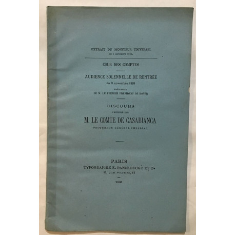 Discours prononçé par M. Le Comte de Casablanca (3 novembre 1868)