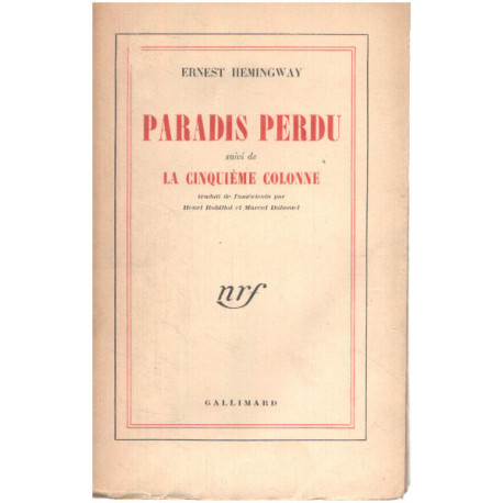 Paradis perdu suivi de la cinquième colonne