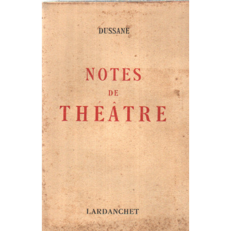 Notes de théatre
