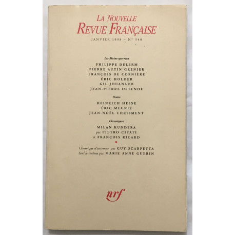 La Nouvelle Revue Francaise numéro 540