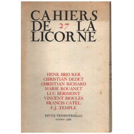 Cahiers de la licorne n° 27