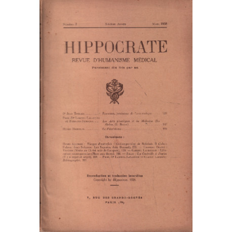 Hippocrate revue d'humanisme médical n° 7 / 1938 / charbonnier :...