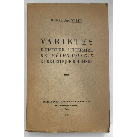 Variétés d' histoire littéraire de méthodologie et de critique d'...
