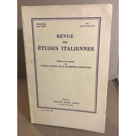 Revue des etudes italiennes / tome 23