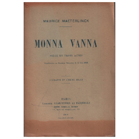 Monna vanna : pièces en trois actes