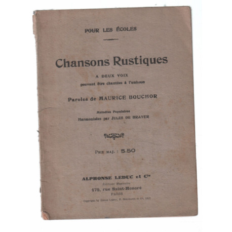Chansons rustiques a deux voix pouvant être chantées a l'unisson...