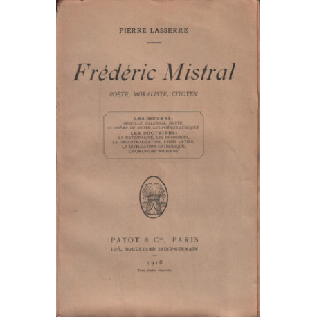 Frederic mistral poete moraliste citoyen