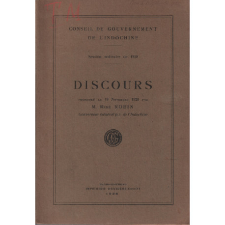 Discours prononcé le 19 nov 1928 par rené robin